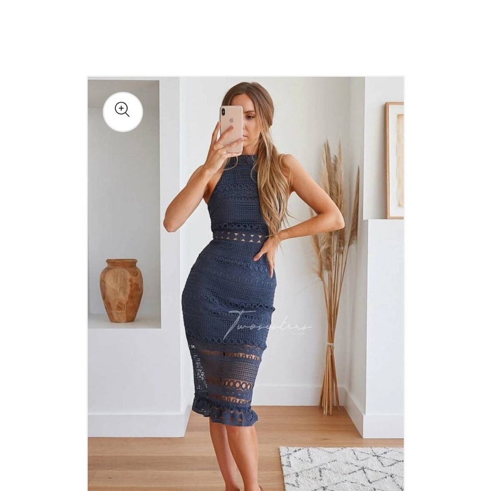 Elegant Twosisters The Label Steel Blue Rivers Midi Dress